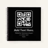 Moderne Scannbare QR-code | Zwart Wit & Grijs Notitieboek (Voorkant)