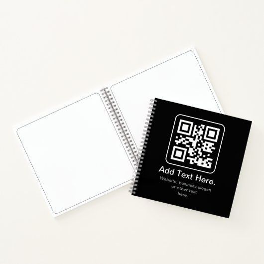 Moderne Scannbare QR-code | Zwart Wit & Grijs Notitieboek (Binnen)