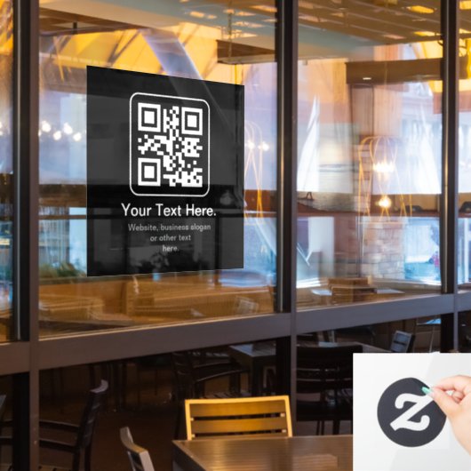 Moderne Scannbare QR-code | Zwart Wit & Grijs Raamsticker (Restaurant Raam)