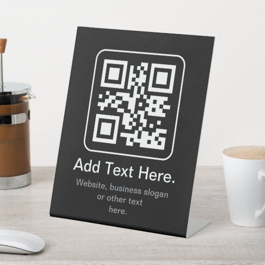 Moderne Scannbare QR-code | Zwart Wit & Grijs Reclamebord Met Voetstuk (Insitu)