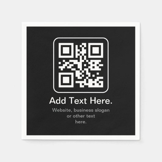 Moderne Scannbare QR-code | Zwart Wit & Grijs Servet (Voorkant)