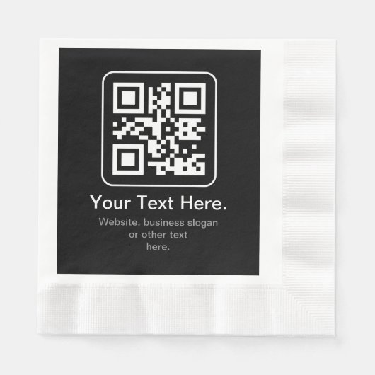 Moderne Scannbare QR-code | Zwart Wit & Grijs Servet (Voorkant)