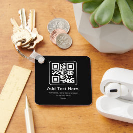 Moderne Scannbare QR-code | Zwart Wit & Grijs Sleutelhanger