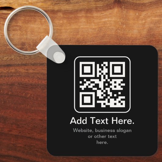 Moderne Scannbare QR-code | Zwart Wit & Grijs Sleutelhanger (Voorkant)