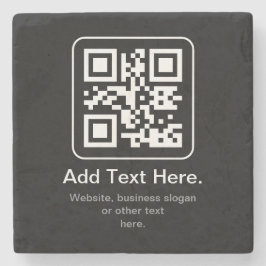 Moderne Scannbare QR-code | Zwart Wit & Grijs Stenen Onderzetter