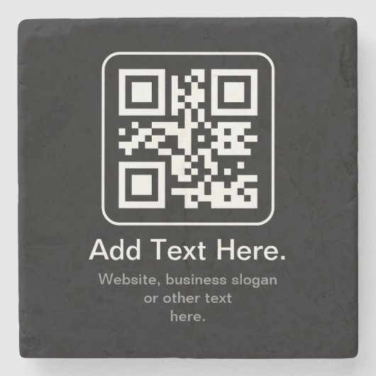 Moderne Scannbare QR-code | Zwart Wit & Grijs Stenen Onderzetter (Voorkant)