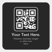 Moderne Scannbare QR-code | Zwart Wit & Grijs Vierkante Sticker (Voorkant)
