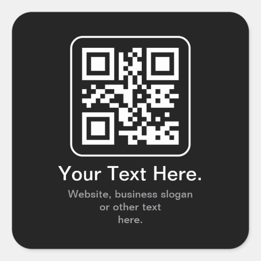 Moderne Scannbare QR-code | Zwart Wit & Grijs Vierkante Sticker (Voorkant)