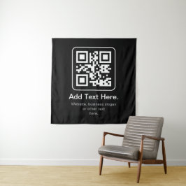 Moderne Scannbare QR-code | Zwart Wit & Grijs Wandkleed