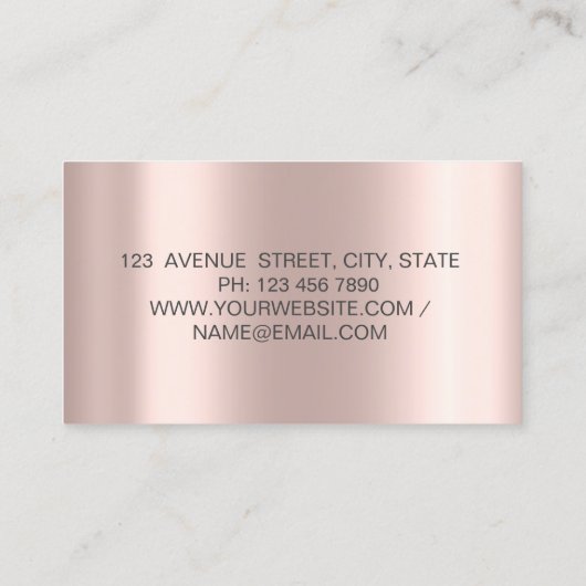 Moderne schaar Glitter maakt haarkloon Roos Gold Visitekaartje (Achterkant)