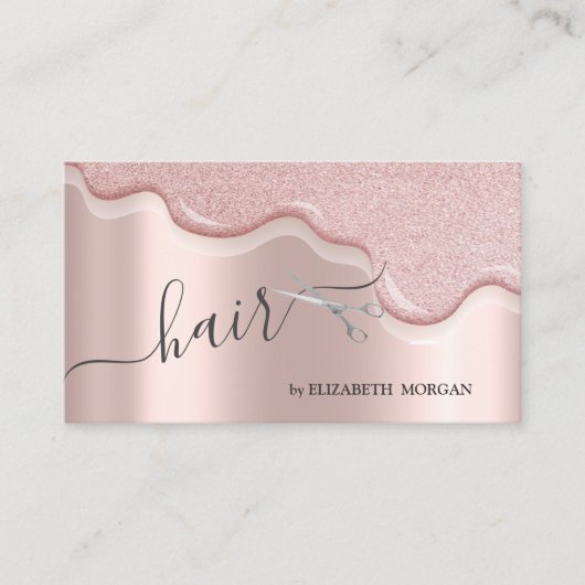 Moderne schaar Glitter maakt haarkloon Roos Gold Visitekaartje (Voorkant)