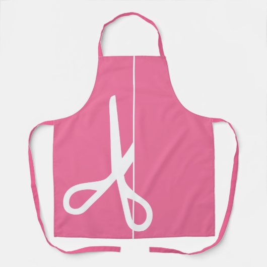 Moderne schaar Hair Stylist Flamingo Roze Schort (Voorkant)