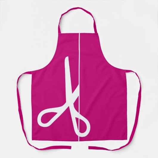 Moderne schaar Hair Stylist Raspberry Pink Schort (Voorkant)