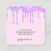 Moderne schaar paarse glitter druipt haar vierkante visitekaartje (Achterkant)