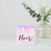 Moderne schaar paarse glitter druipt haar vierkante visitekaartje (Staand voorkant)