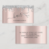 Moderne schaar Silver Glitter Drift Roos Gold Visitekaartje (Voorkant / Achterkant)