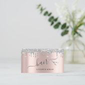 Moderne schaar Silver Glitter Drift Roos Gold Visitekaartje (Staand voorkant)
