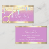 Moderne schaar voor haarser drijft goudroze visitekaartje (Voorkant / Achterkant)