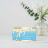 Moderne schaar voor haarser zorgt voor Gold Blue Visitekaartje (Staand voorkant)