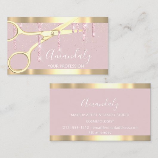 Moderne schaar voor haarser zorgt voor gouden roze visitekaartje (Voorkant / Achterkant)