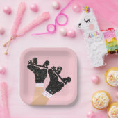 Moderne Schaatsen met wielrennen Derby Pink Papieren Bordje (Feest)