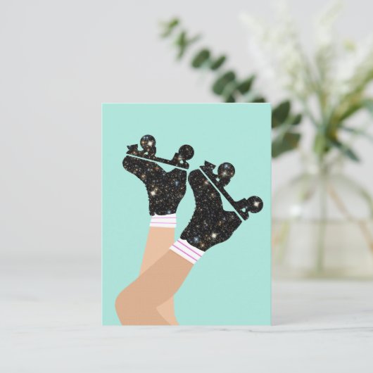 Moderne Schaatsen Roller Derby Briefkaart (Staand voorkant)