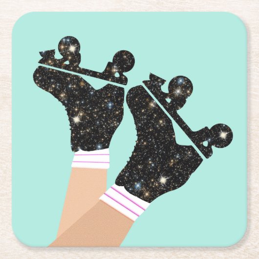 Moderne Schaatsen Roller Derby Mint Kartonnen Onderzetters (Voorkant)
