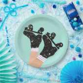 Moderne Schaatsen Roller Derby Mint Papieren Bordje (Feest)
