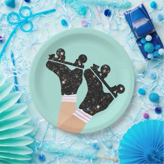 Moderne Schaatsen Roller Derby Mint Papieren Bordje (Feest)