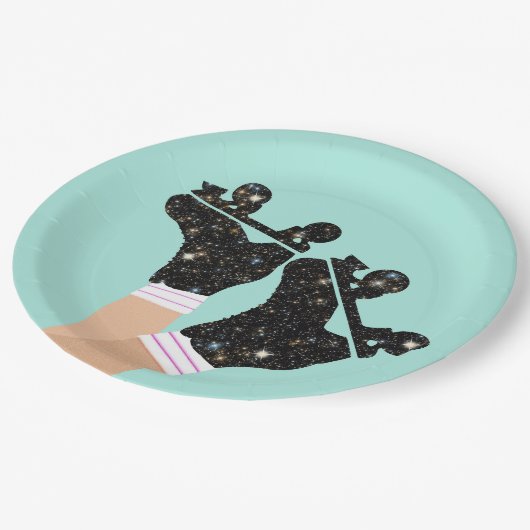 Moderne Schaatsen Roller Derby Mint Papieren Bordje (Gekanteld)