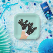 Moderne Schaatsen Roller Derby Mint Papieren Bordje (Feest)