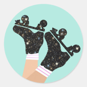 Moderne Schaatsen Roller Derby Mint Ronde Sticker