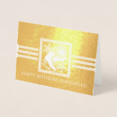 Moderne schaatsen verjaardag goud folie kaarten (Voorkant)