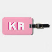 Moderne Schaduw Monogram Roze Gepersonaliseerd Bagagelabel (Voorkant horizontaal)