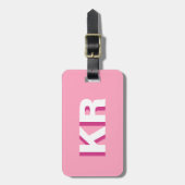 Moderne Schaduw Monogram Roze Gepersonaliseerd Bagagelabel (Voorkant verticaal)