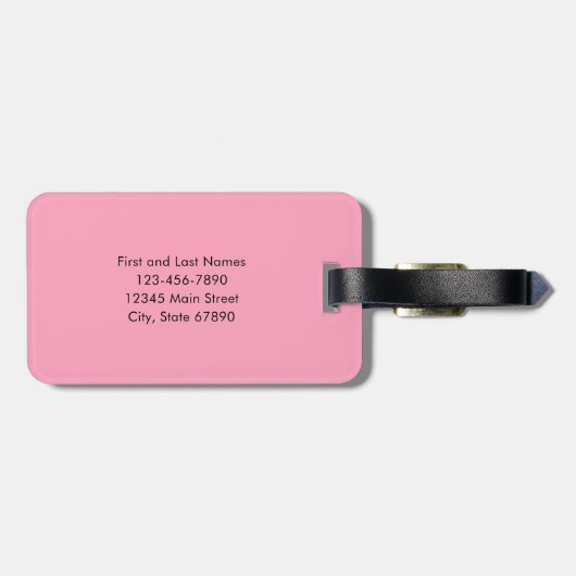 Moderne Schaduw Monogram Roze Gepersonaliseerd Bagagelabel (Achterkant horizontaal)