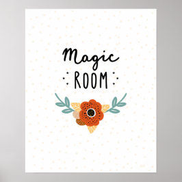 Moderne schandalige toverkamer met bloemen poster