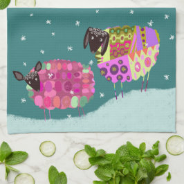 Moderne schapen in de winter Keuken Theedoek