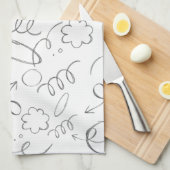 Moderne, schattig patroon wit en grijs grafische t theedoek (Quarter Fold)