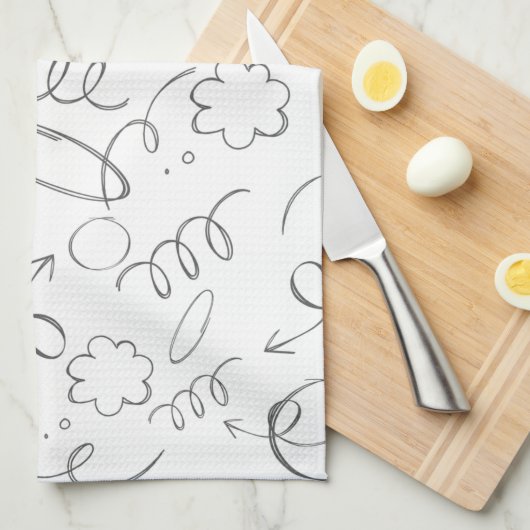 Moderne, schattig patroon wit en grijs grafische t theedoek (Quarter Fold)