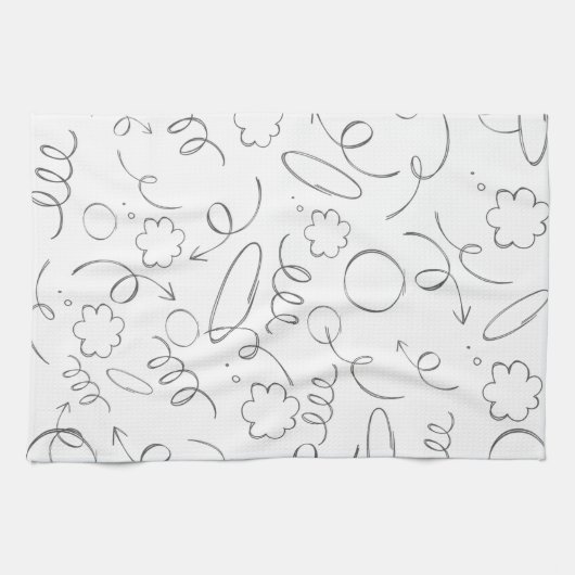 Moderne, schattig patroon wit en grijs grafische t theedoek (Horizontaal)