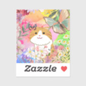 Moderne schattige bloesem kat sticker (Vel)