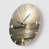 Moderne Schattige Boat Sunset Grote Klok (Hoek)