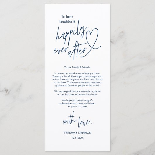 Moderne schattige, bruiloft plaats instelling dank programmakaart (Voorkant)