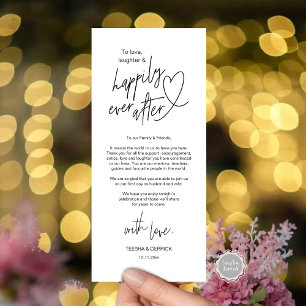 Moderne schattige, bruiloft plaats instelling dank programmakaart