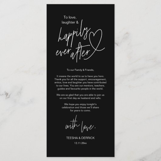 Moderne schattige, bruiloft plaats instelling dank programmakaart (Voorkant)