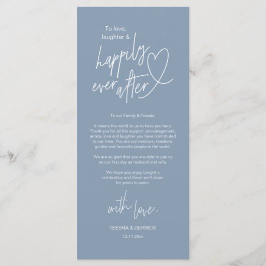 Moderne schattige, bruiloft plaats instelling dank programmakaart (Voorkant)