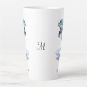 Moderne Schattige Dolfijn, Schrift en Monogram Latte Mok (Voorkant)