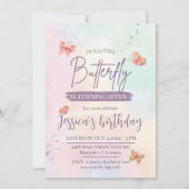Moderne schattige elegante vlinder thema 7e verjaa kaart (Voorkant)