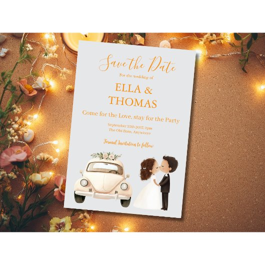 Moderne Schattige Fluitketeltekst Save The Date